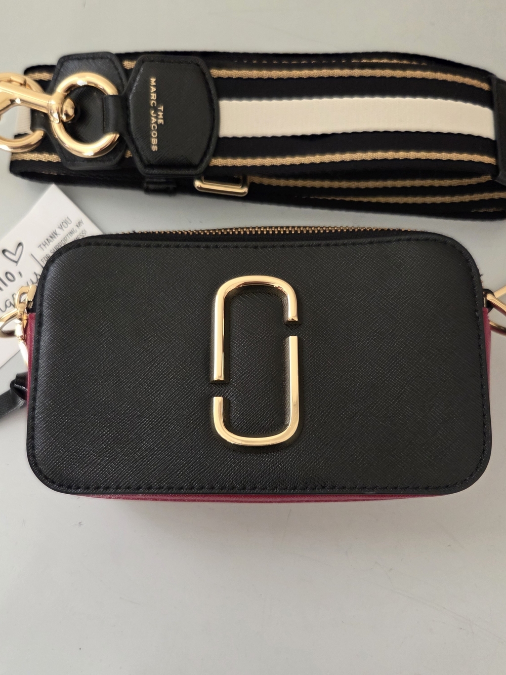 Marc Jacobs Black Leather Snapshot Camera Bag with Gold Hardware
